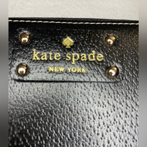 Kate Spade Black Leather Wallet Pink & Red Polka Dot Interior - Picture 4 of 10